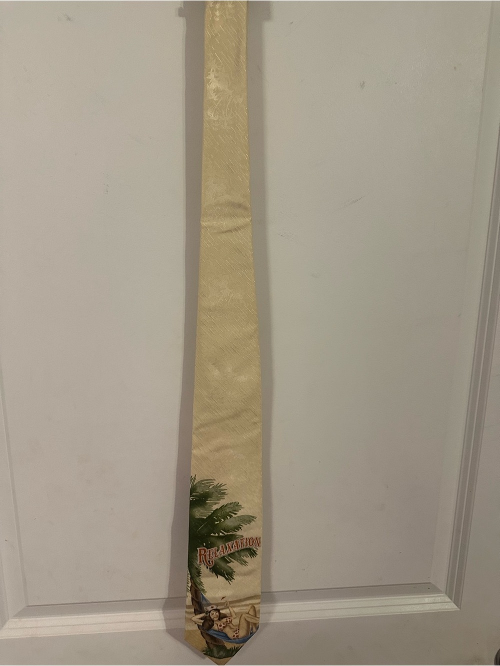 Tommy Bahama Cream and Green Palm-Print Silk Tie